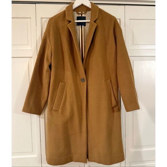 Madewell camel cocoon wool blend longline peacoat size M - Picture 2 of 9